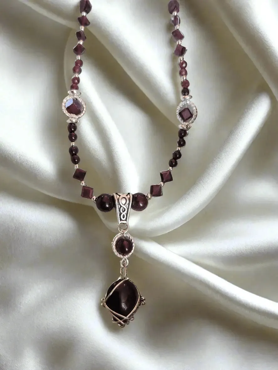 Designer 200ct AAA Almandine-Pyrope FULL GARNET Necklace -Handmade