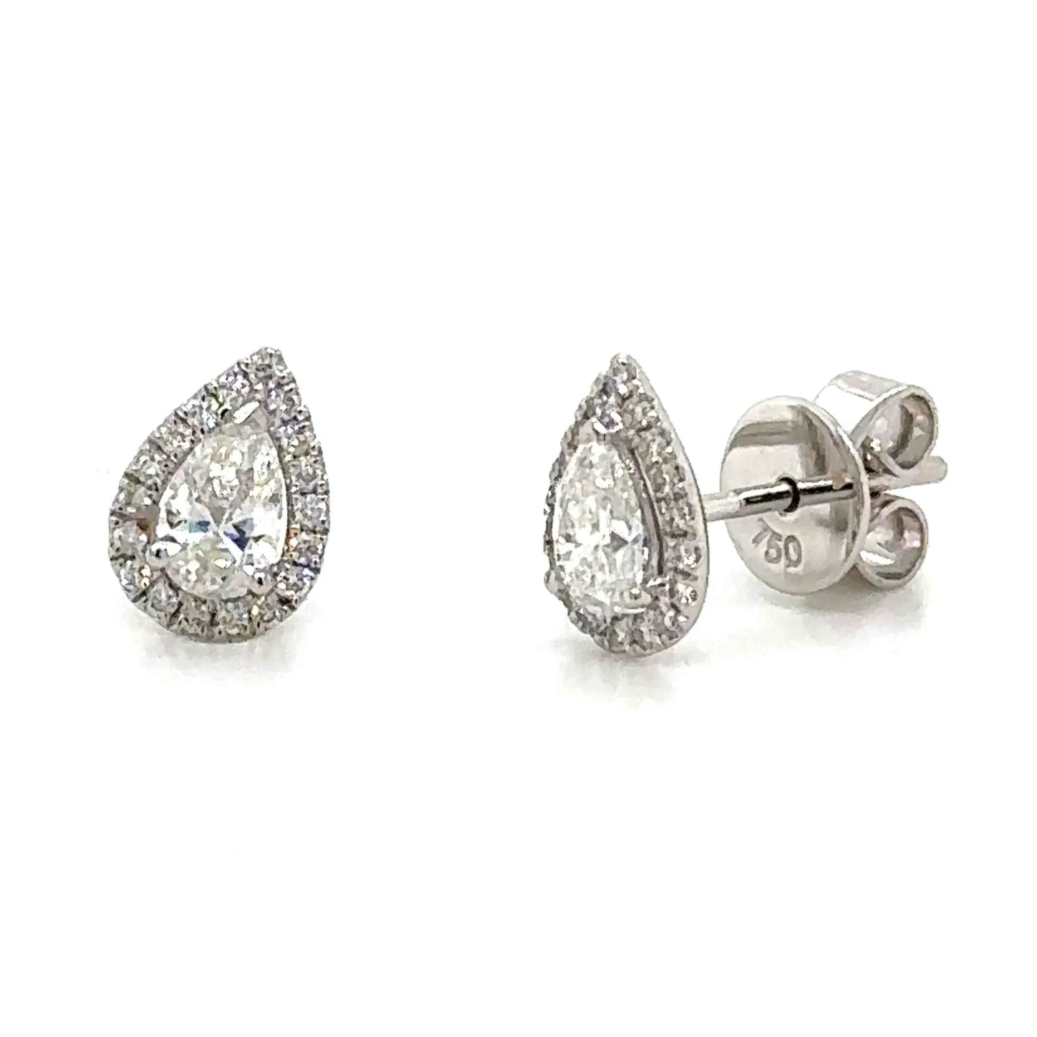 Diamond 0.52ct tw Fancy Pear Shape Center Stud Earrings with Halo