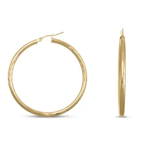 Diamond Cut Hoop Earrings 10K & 14K Yellow Gold