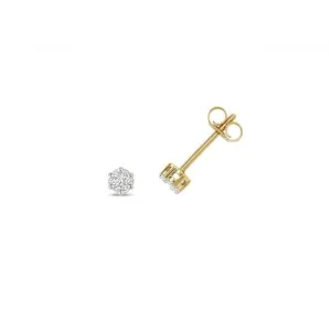 Diamond Jewellery 9ct Gold Diamond Round Illusion Set Studs ED112