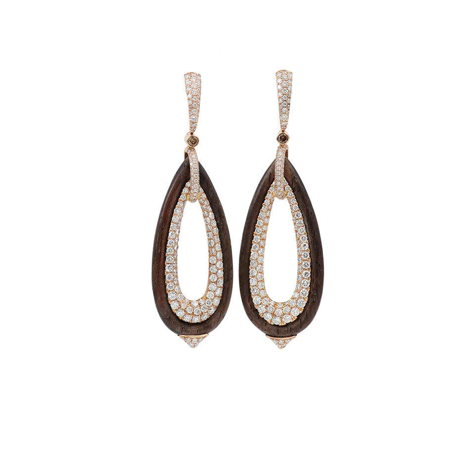 Diamond Pave And Ebony Wood Earrings
