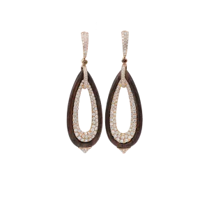 Diamond Pave And Ebony Wood Earrings