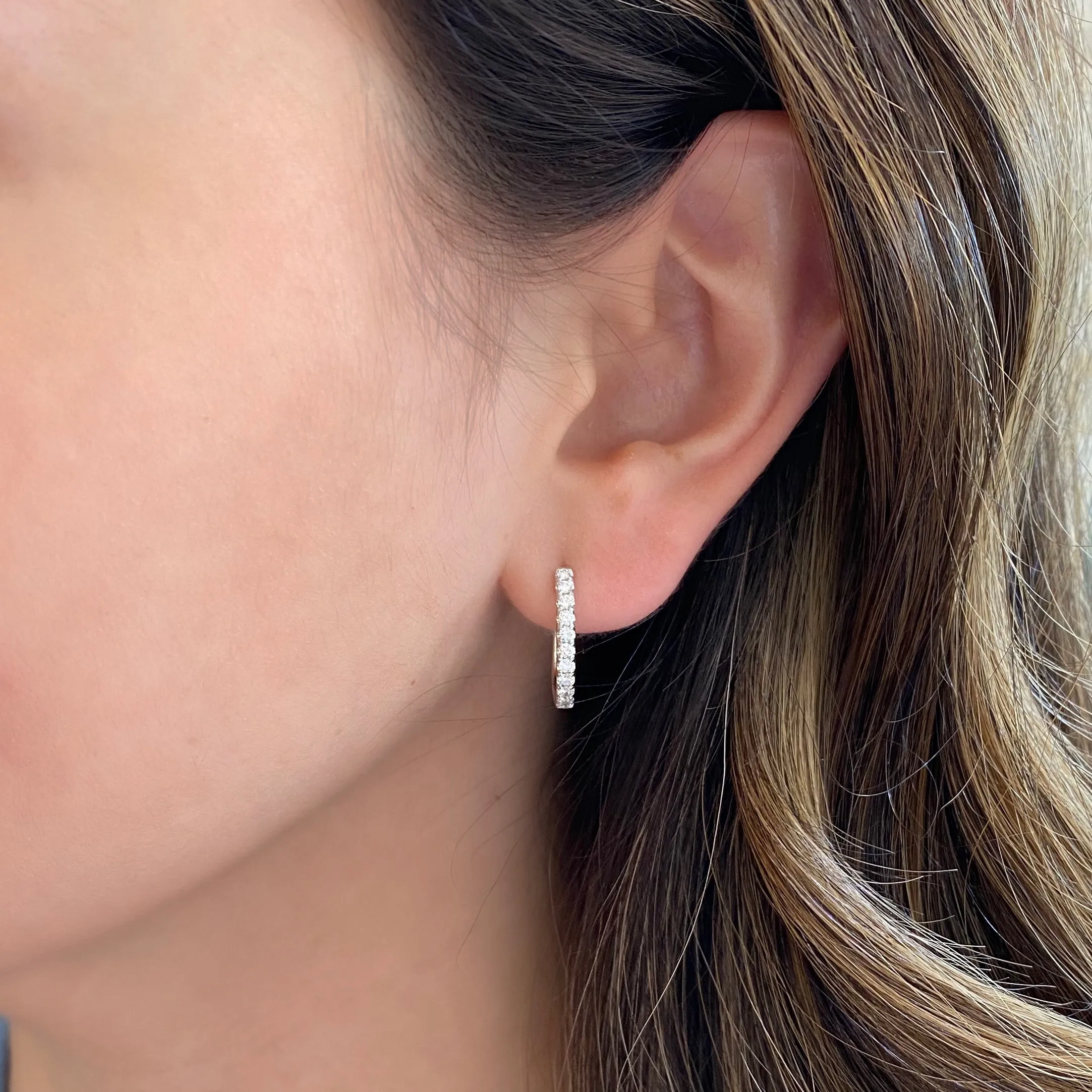 Diamond Round Huggie Earrings