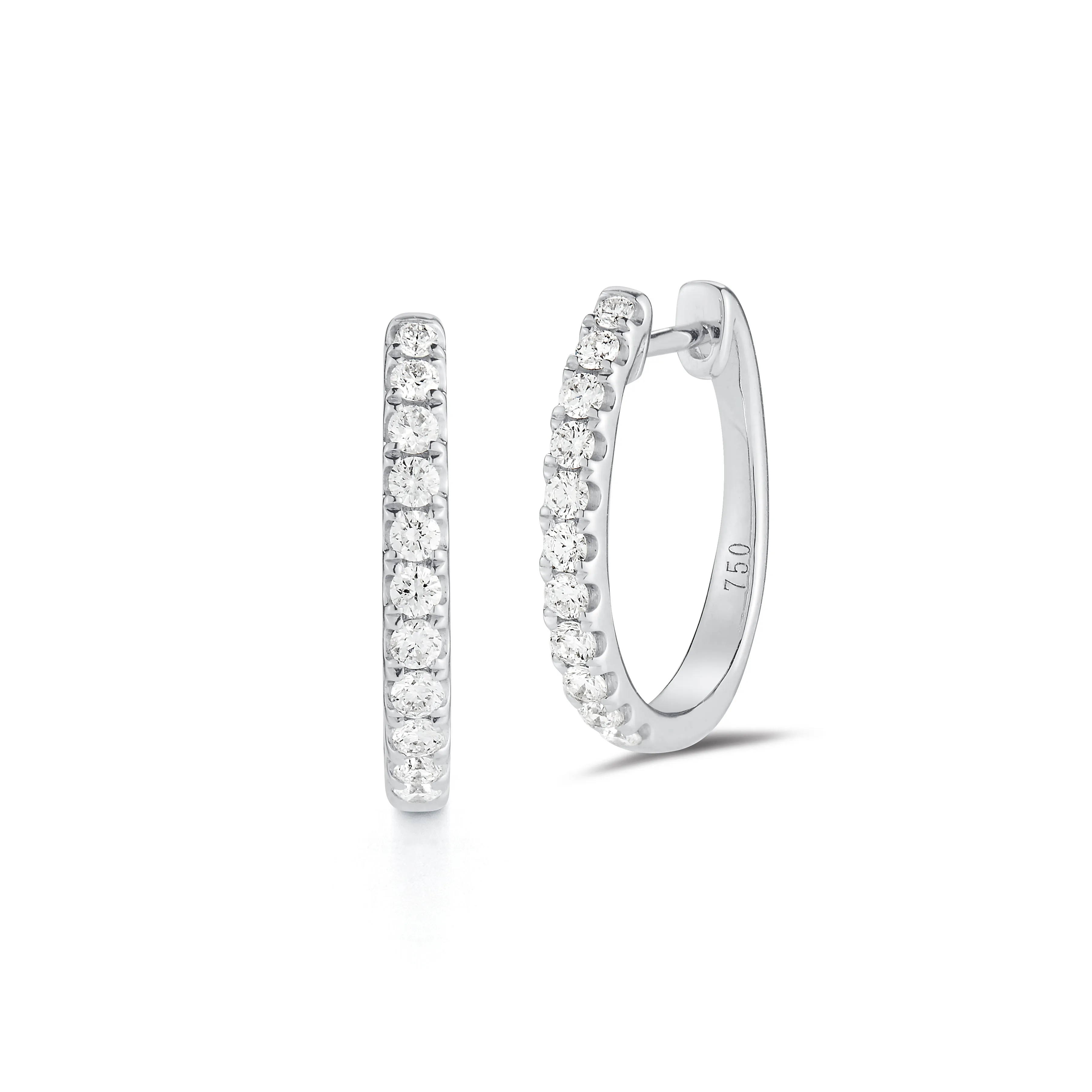 Diamond Round Huggie Earrings