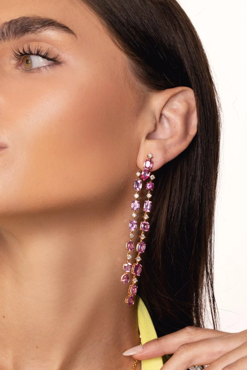 Diamond Sapphire Strand Earrings