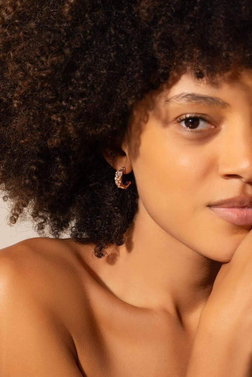 Diamond Scatter Baguette Hoop Earrings