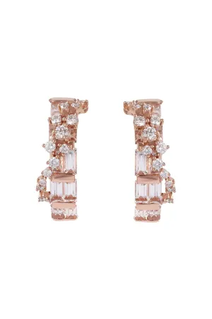 Diamond Scatter Baguette Hoop Earrings