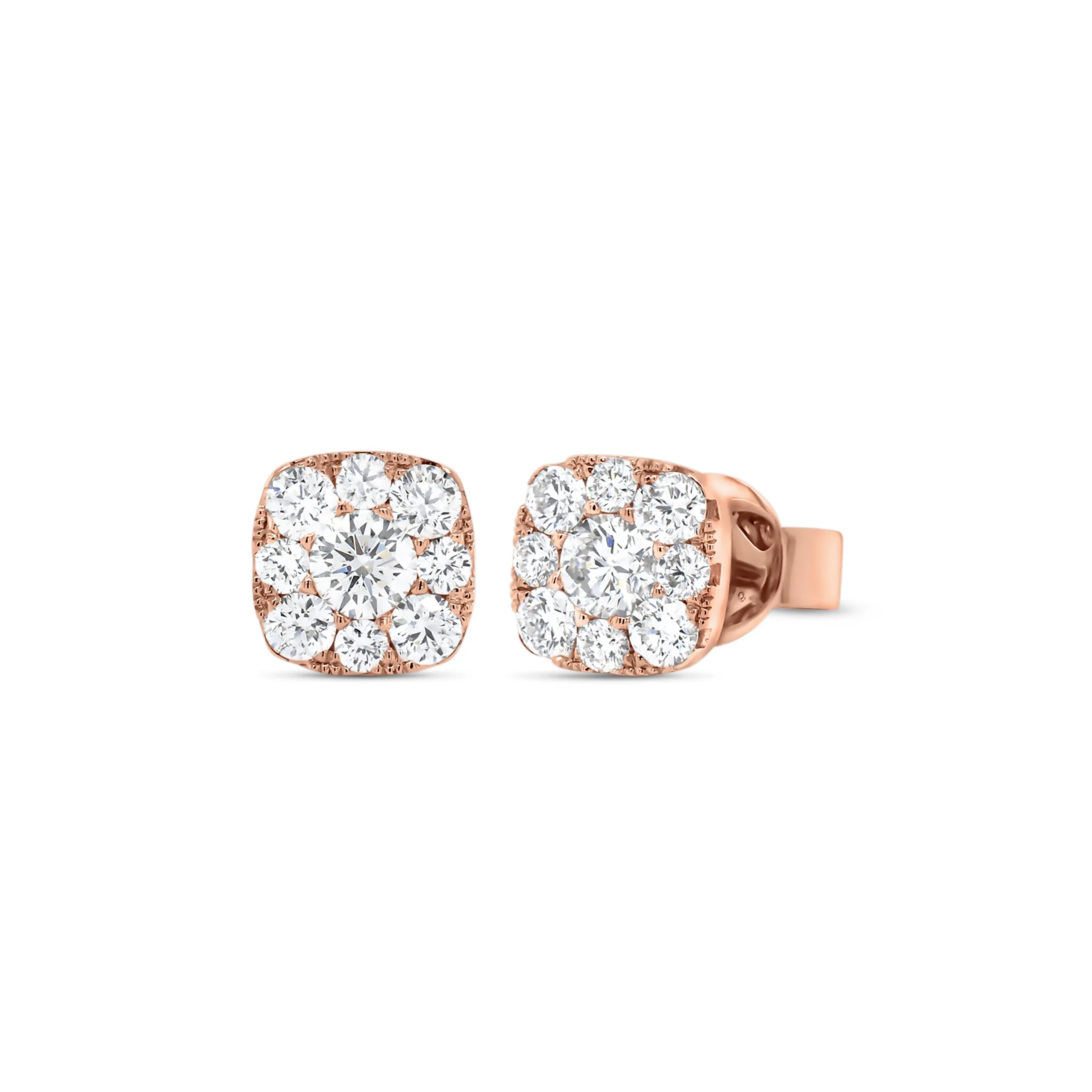 Diamond Small Cushion-Shaped Stud Earrings