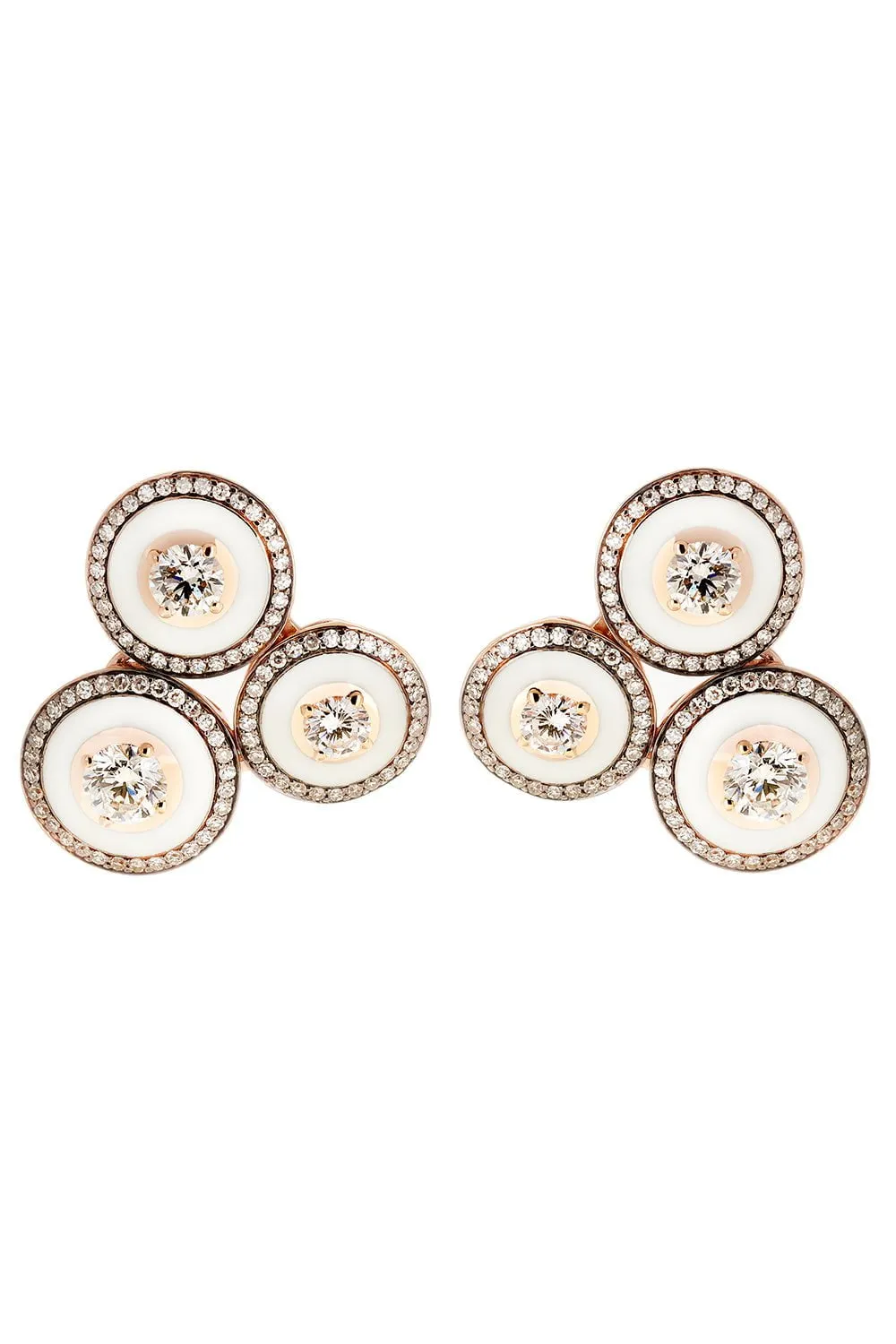 Diamond White Enamel Earrings