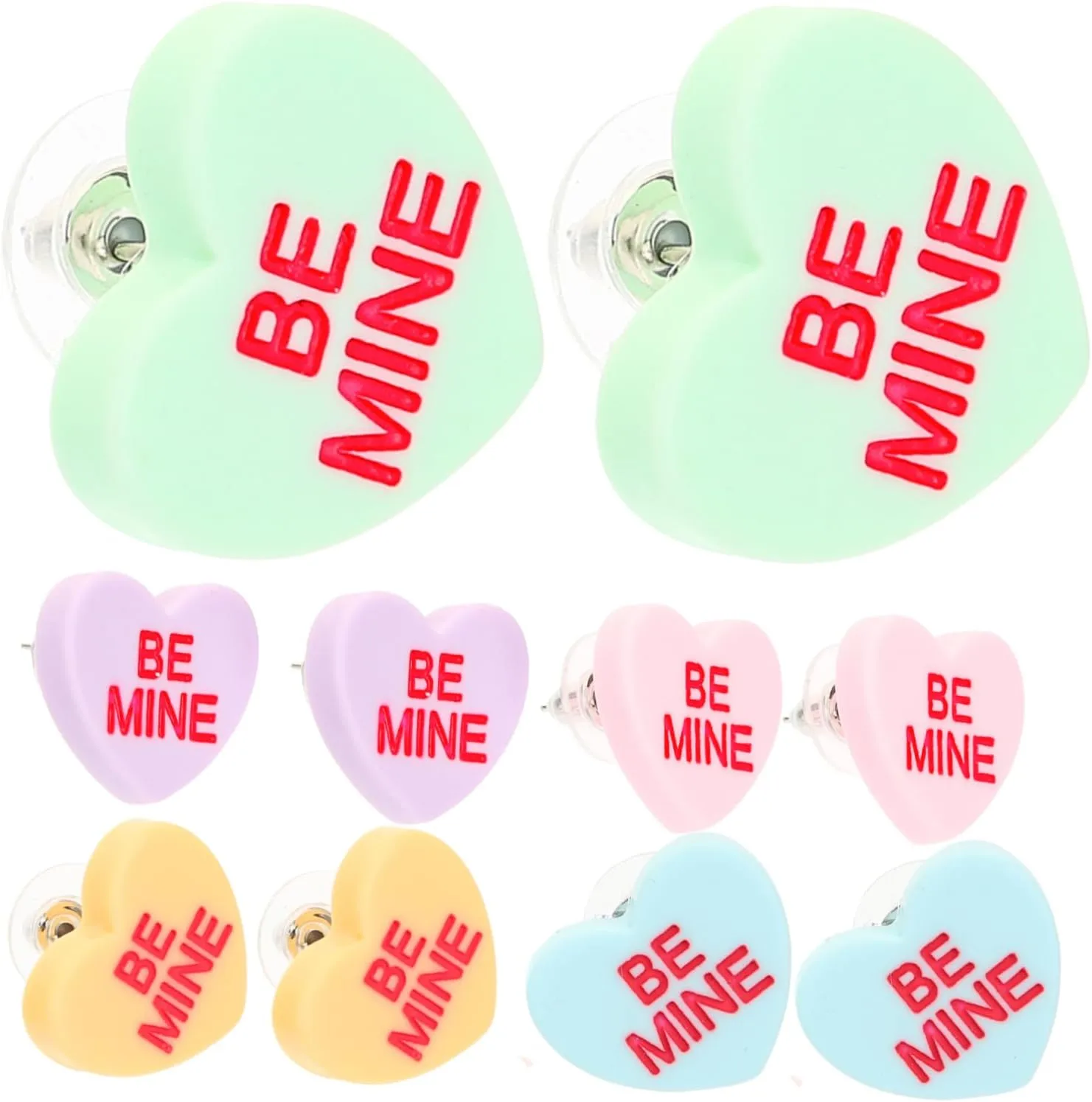 Didiseaon 5 Pairs Small Heart Earrings Minimalist Round Heart Studs for Women Fashion Ear Jewelry