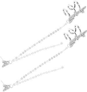 Didiseaon Clip-on Earrings Large Dangle Hoop Earrings Fashion Trendy Tassel Earrings for Women