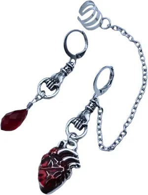 Didiseaon Elegant Gothic Style Women's Earrings Pair of Asymmetrical Heart Dangle Earrings