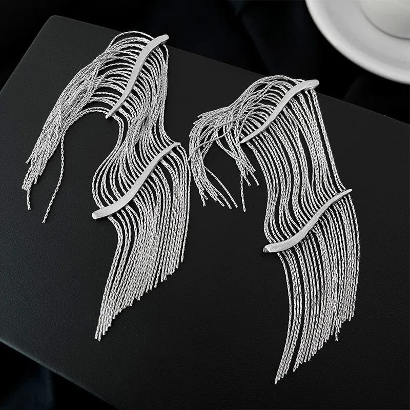 Dolce Willow Tree Drapery Tassel Earrings - Gold or Silver