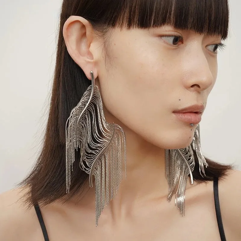Dolce Willow Tree Drapery Tassel Earrings - Gold or Silver