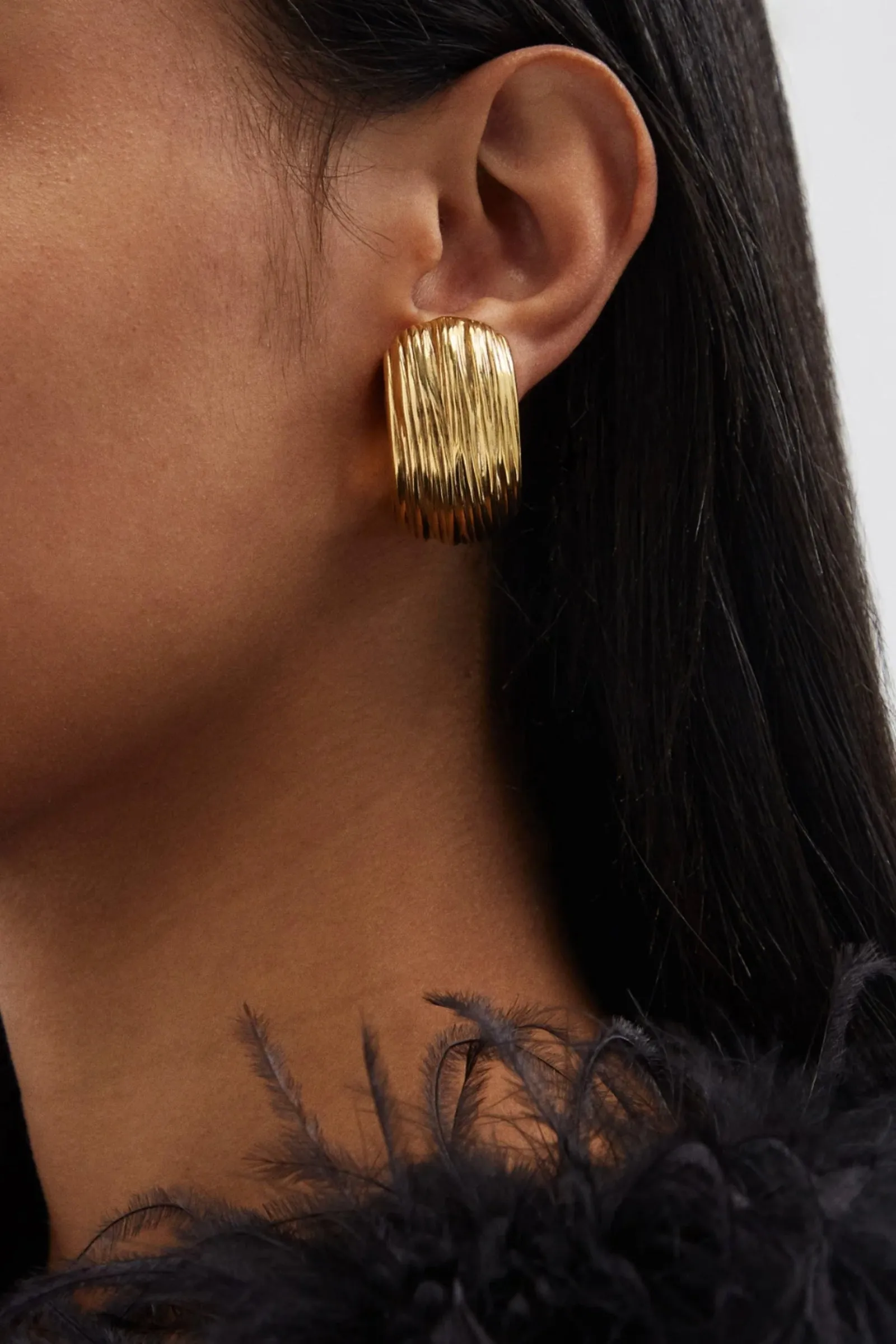 Dome Engraved Clip Earrings