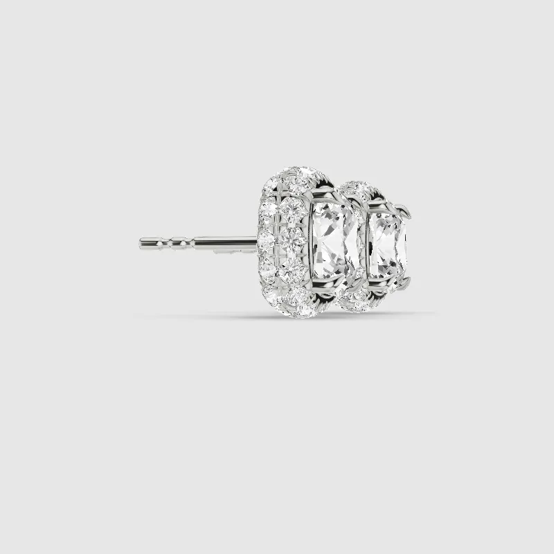 Donut Halo Lab Grown Diamond Studs-Cushion