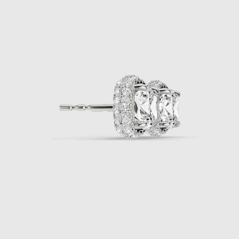 Donut Halo Lab Grown Diamond Studs-Cushion