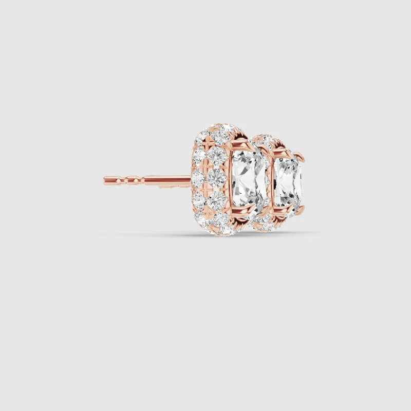 Donut Halo Lab Grown Diamond Studs-Cushion