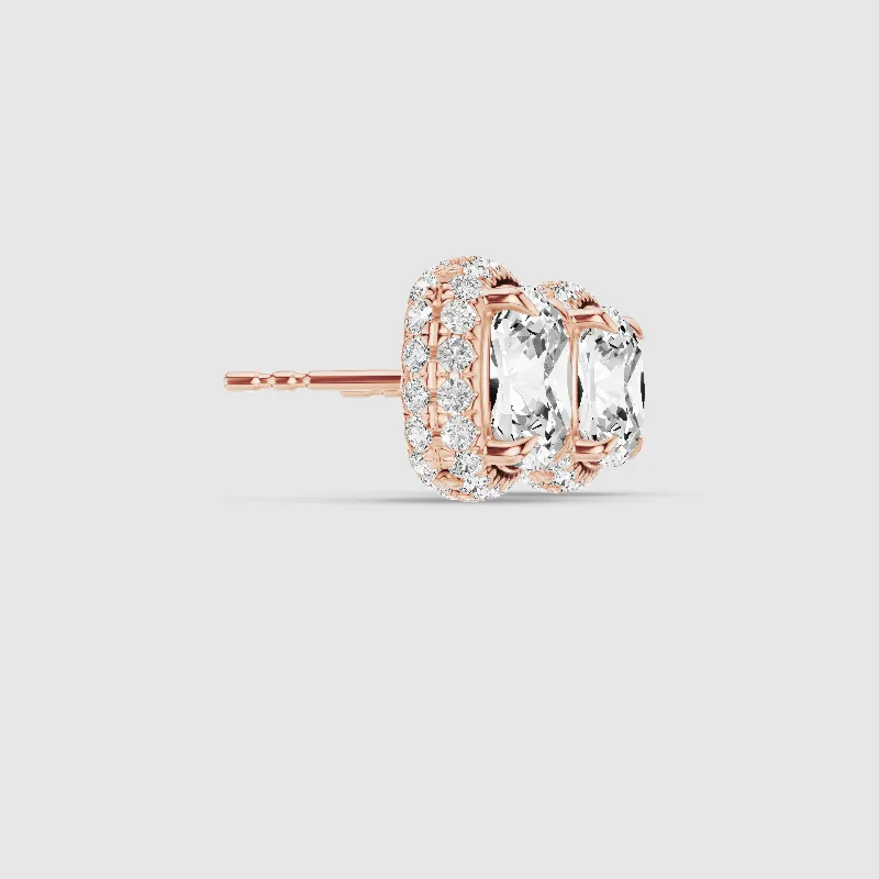 Donut Halo Lab Grown Diamond Studs-Cushion