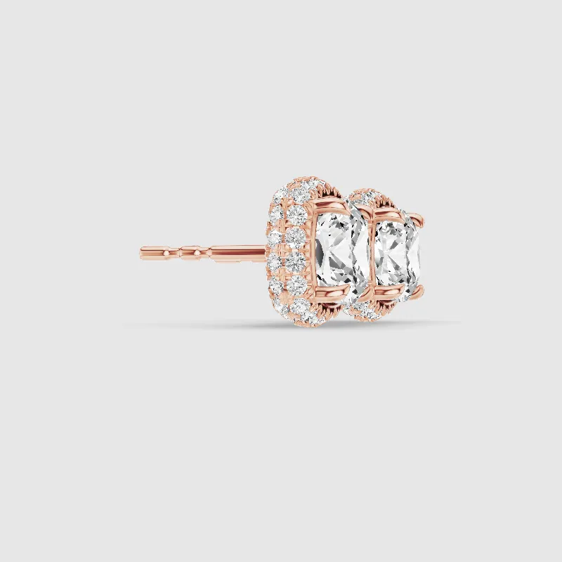 Donut Halo Lab Grown Diamond Studs-Cushion