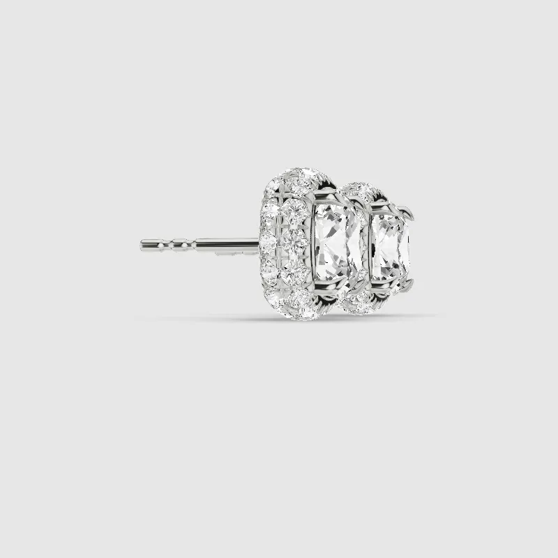 Donut Halo Lab Grown Diamond Studs-Cushion