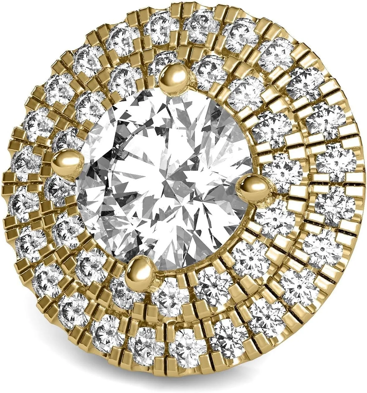Double Halo Stud Earring in 14k Solid Gold and Lab Grown Diamonds, Diamond Quality EF-VS, Available in White Gold, Yellow Gold, and Rose Gold, Push Back