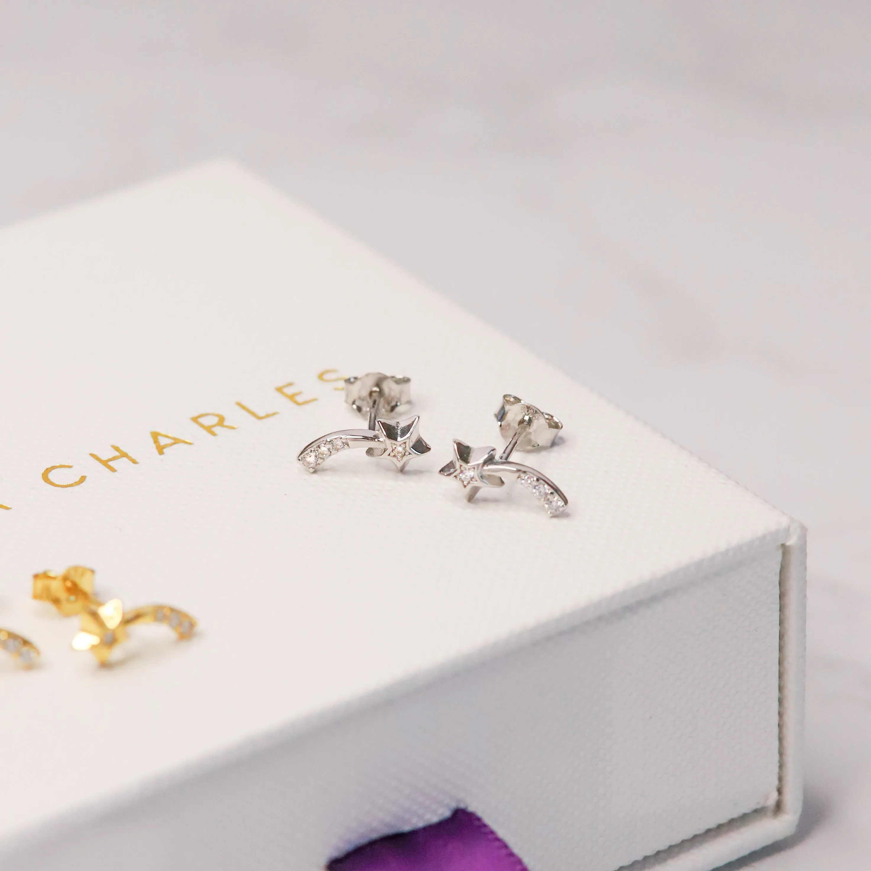 Dove Shooting Star Stud Earrings | 925 Sterling Silver