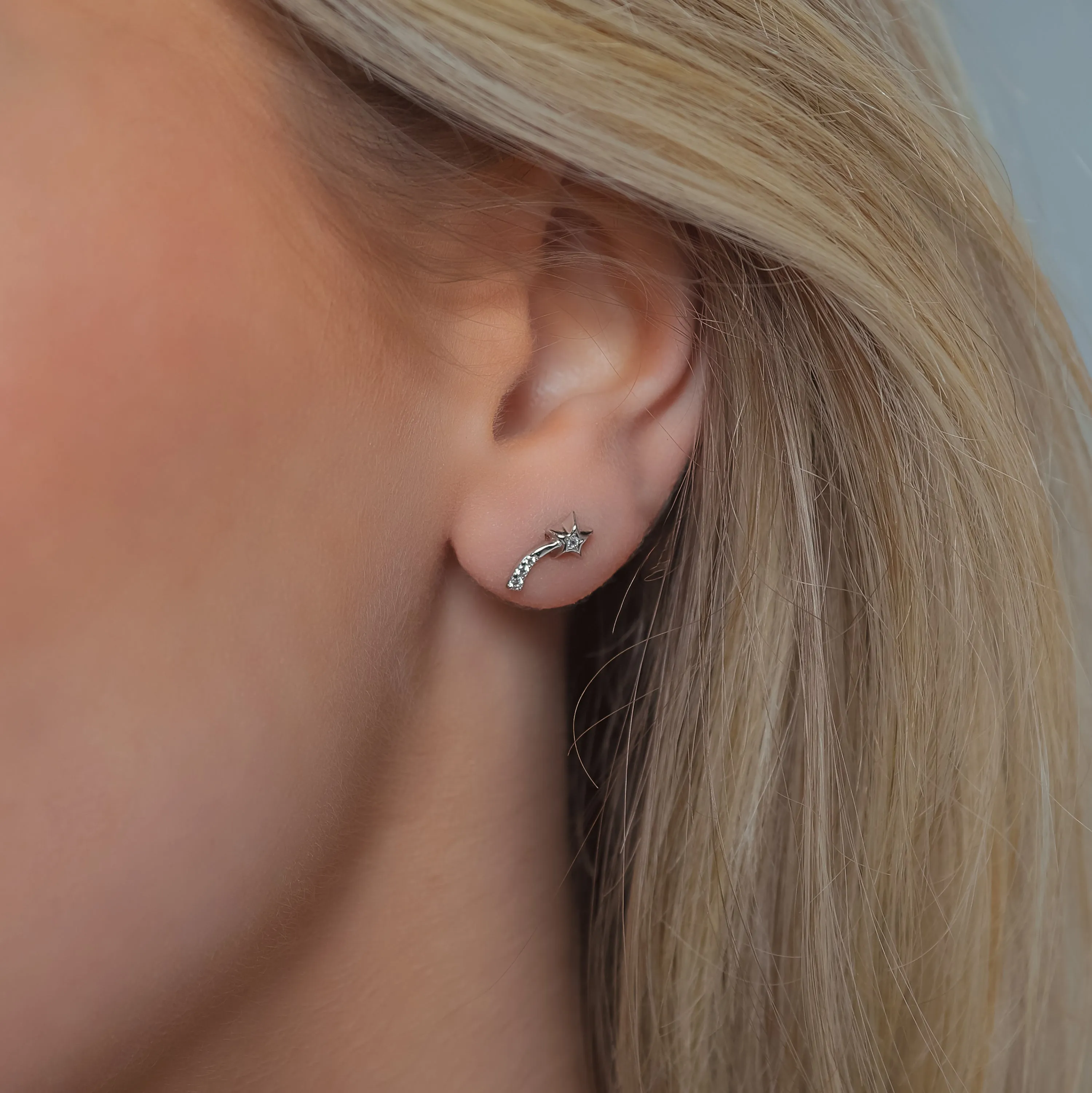Dove Shooting Star Stud Earrings | 925 Sterling Silver