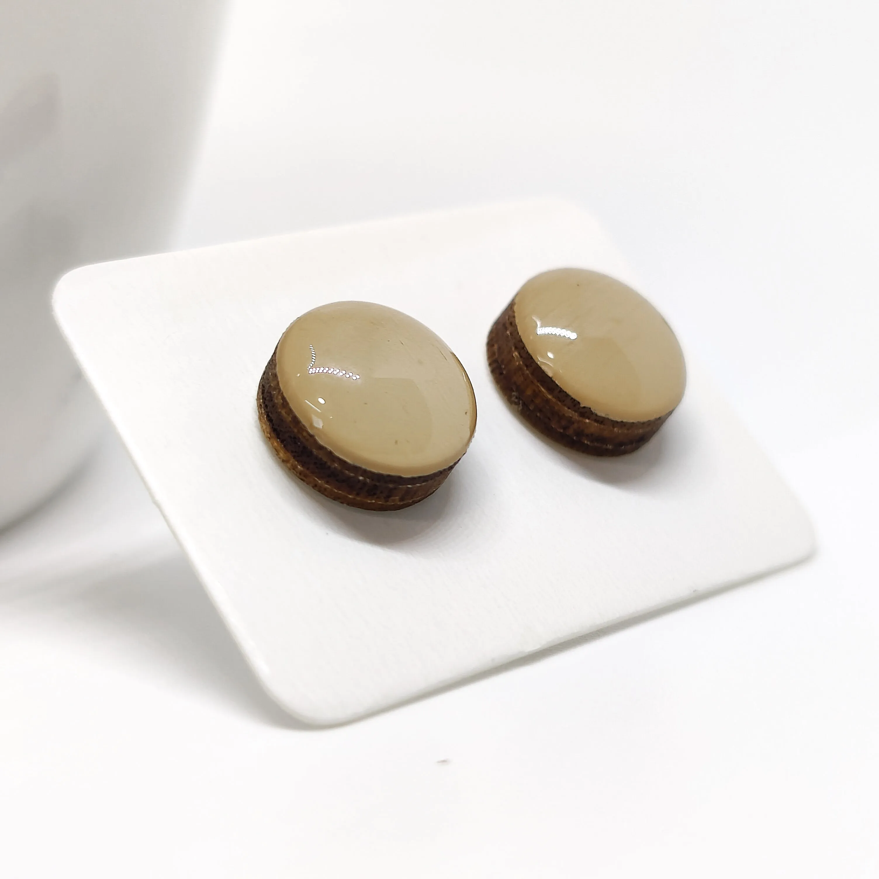 Driftwood Tan Stud Earrings by Candi Cove Designs