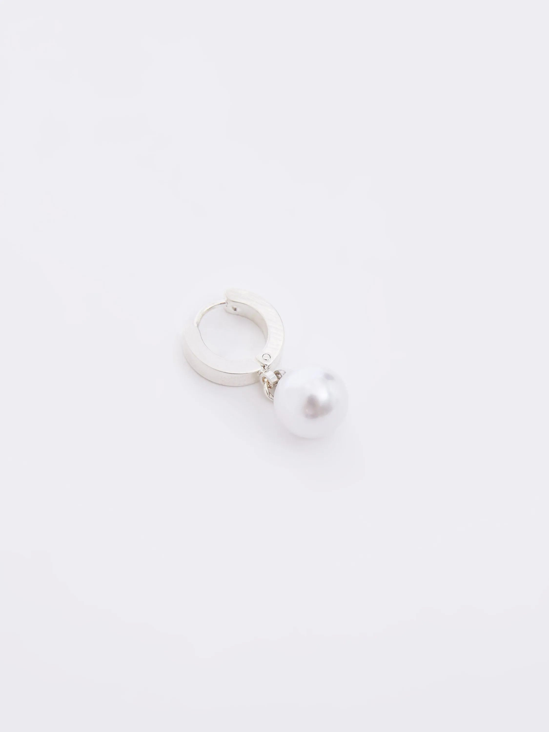 Drop Faux Pearl Huggie Hoop Earrings