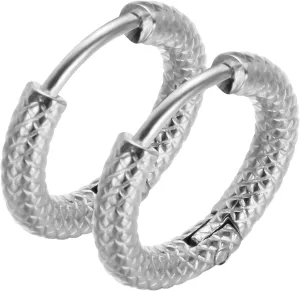 Earring Hoop Set Style Frosted Pattern Fashionable 3MM Earrings Titanium Steel Stainless Steel (Silver, One Size)