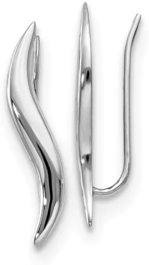 Earrings-14K White Gold Polished Fancy Ear Climber Earrings