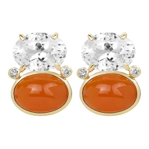 Earrings - Crystal, Cornellian And Diamond