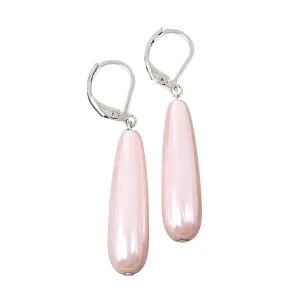 Earrings - Long Pearl Drops Soft Pink (Brass or Steel) by Christine Stoll | Altered Relics