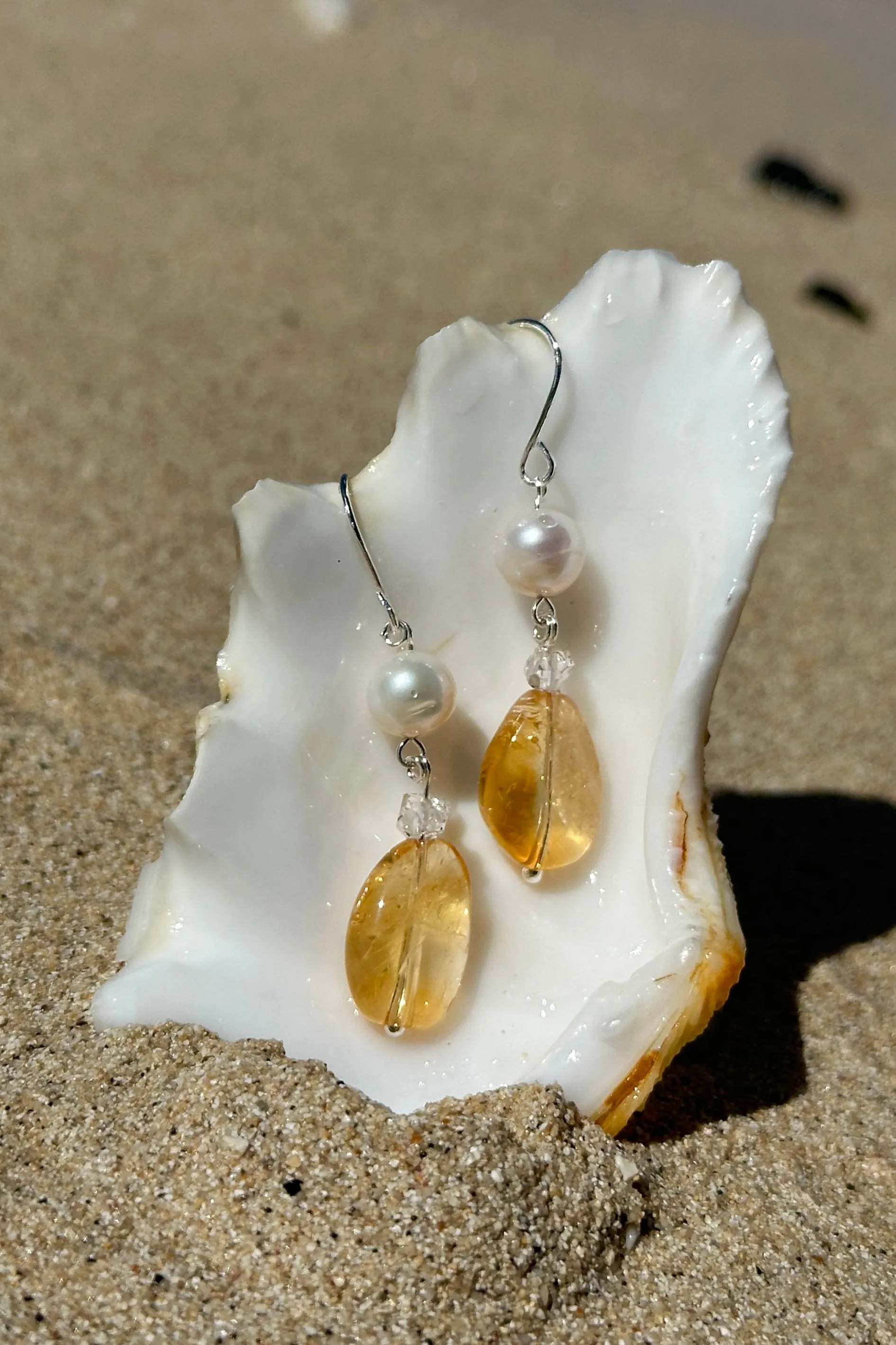 Earrings Pearl Cay Citrine Sunshine