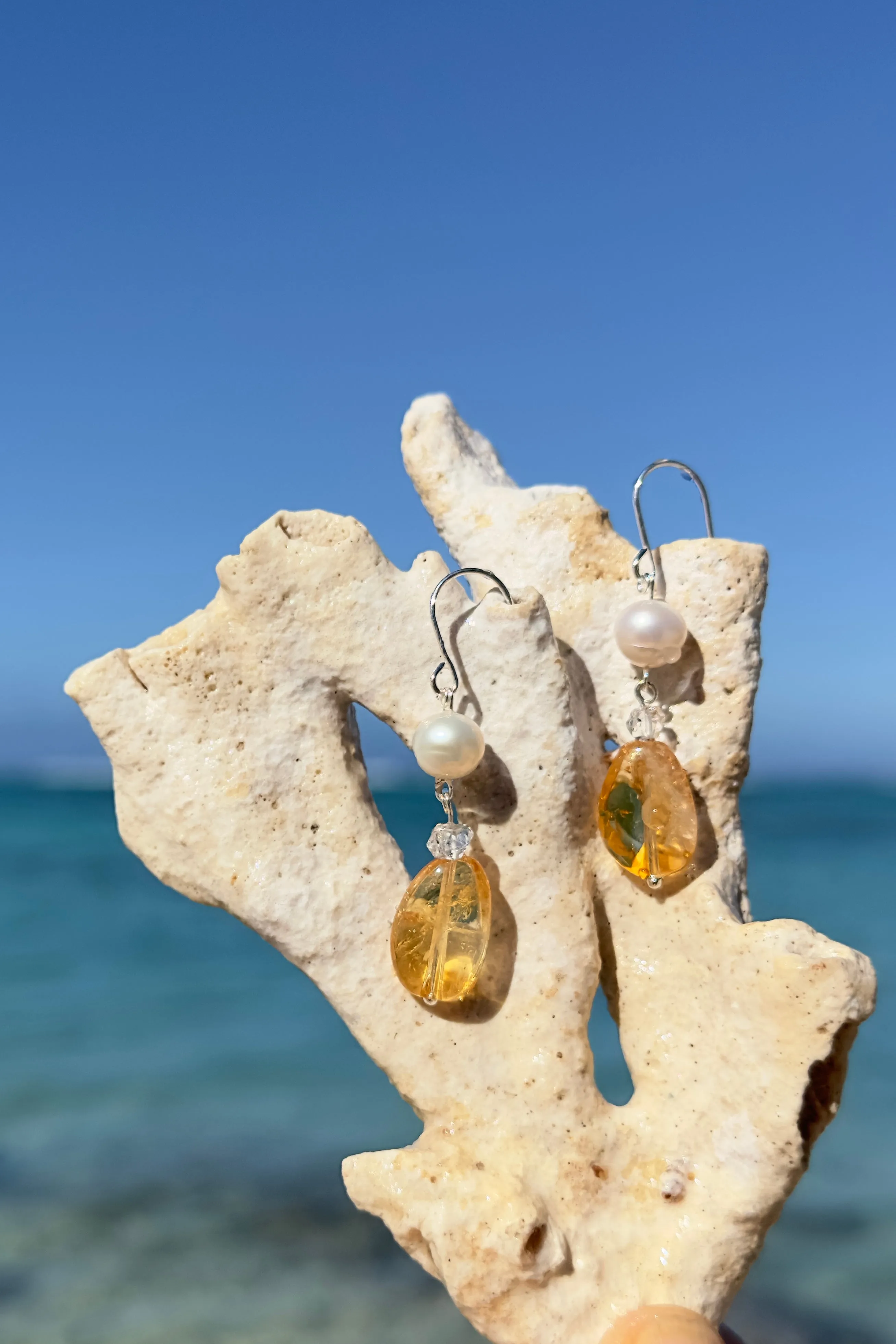 Earrings Pearl Cay Citrine Sunshine