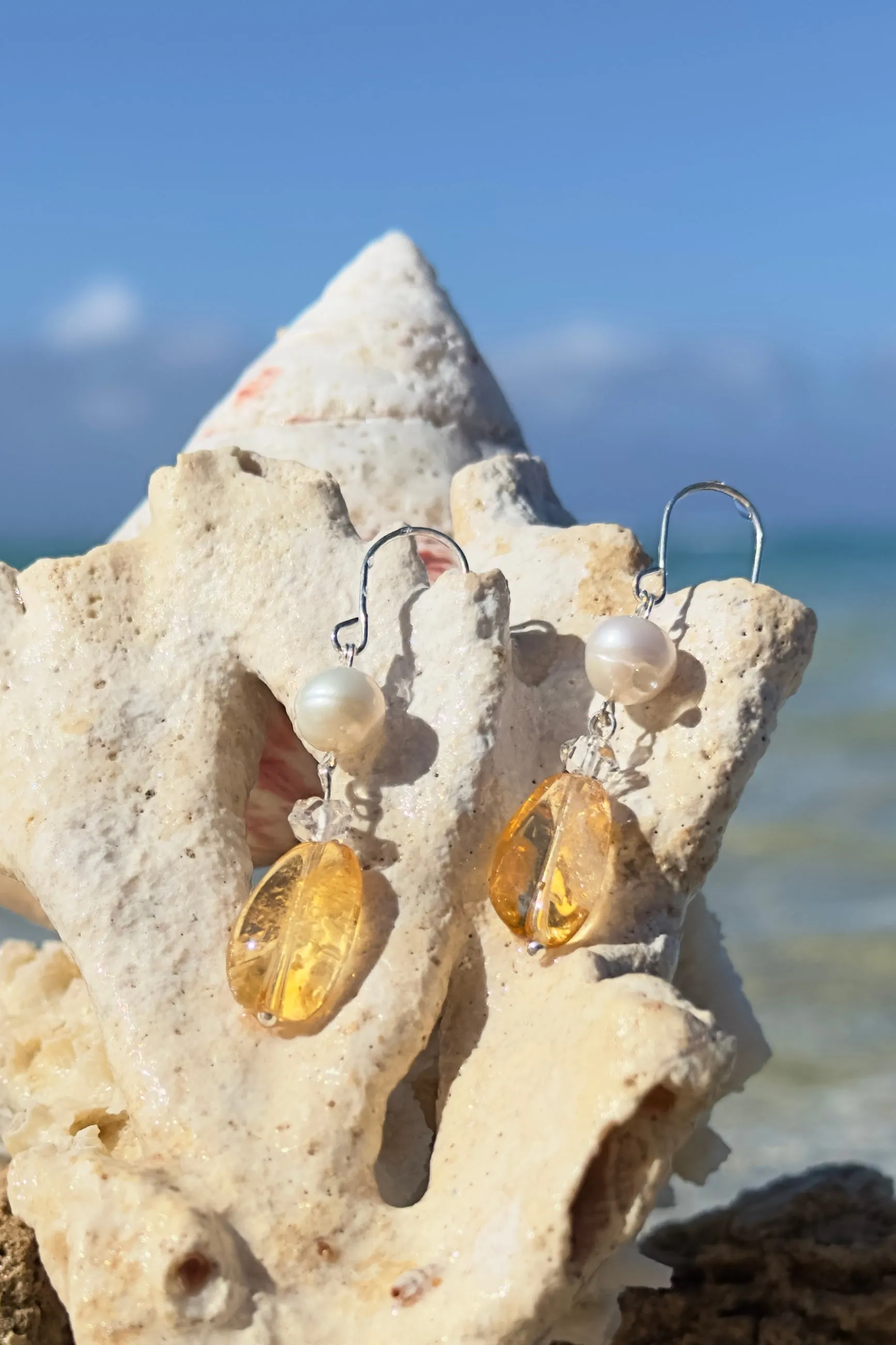 Earrings Pearl Cay Citrine Sunshine