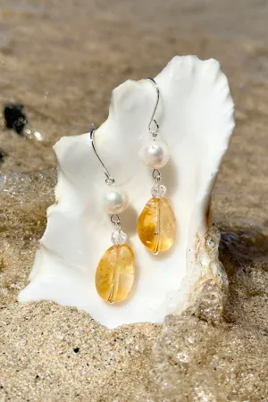 Earrings Pearl Cay Citrine Sunshine