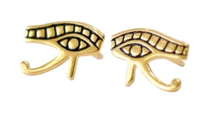 Egyptian Eye of Horus Stud Earrings in GOLD Finish