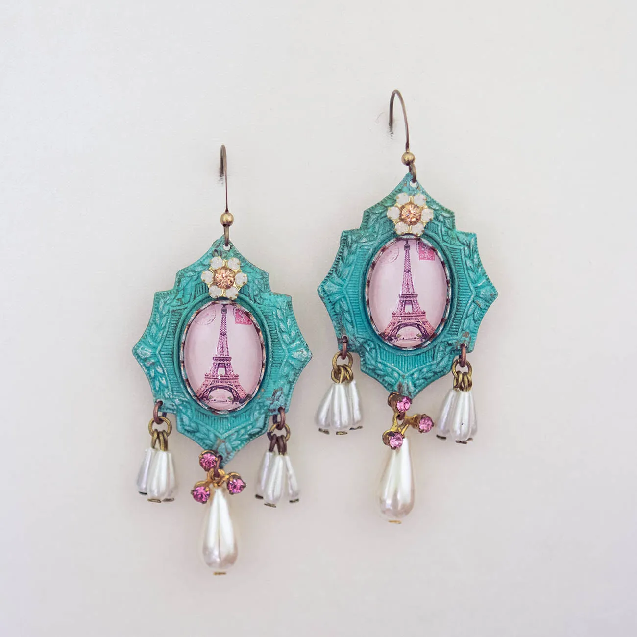 Eiffel Tower Pearl Drop Earrings