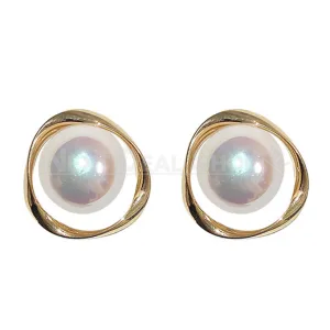 Elegant Big Pearl Hoop Earrings