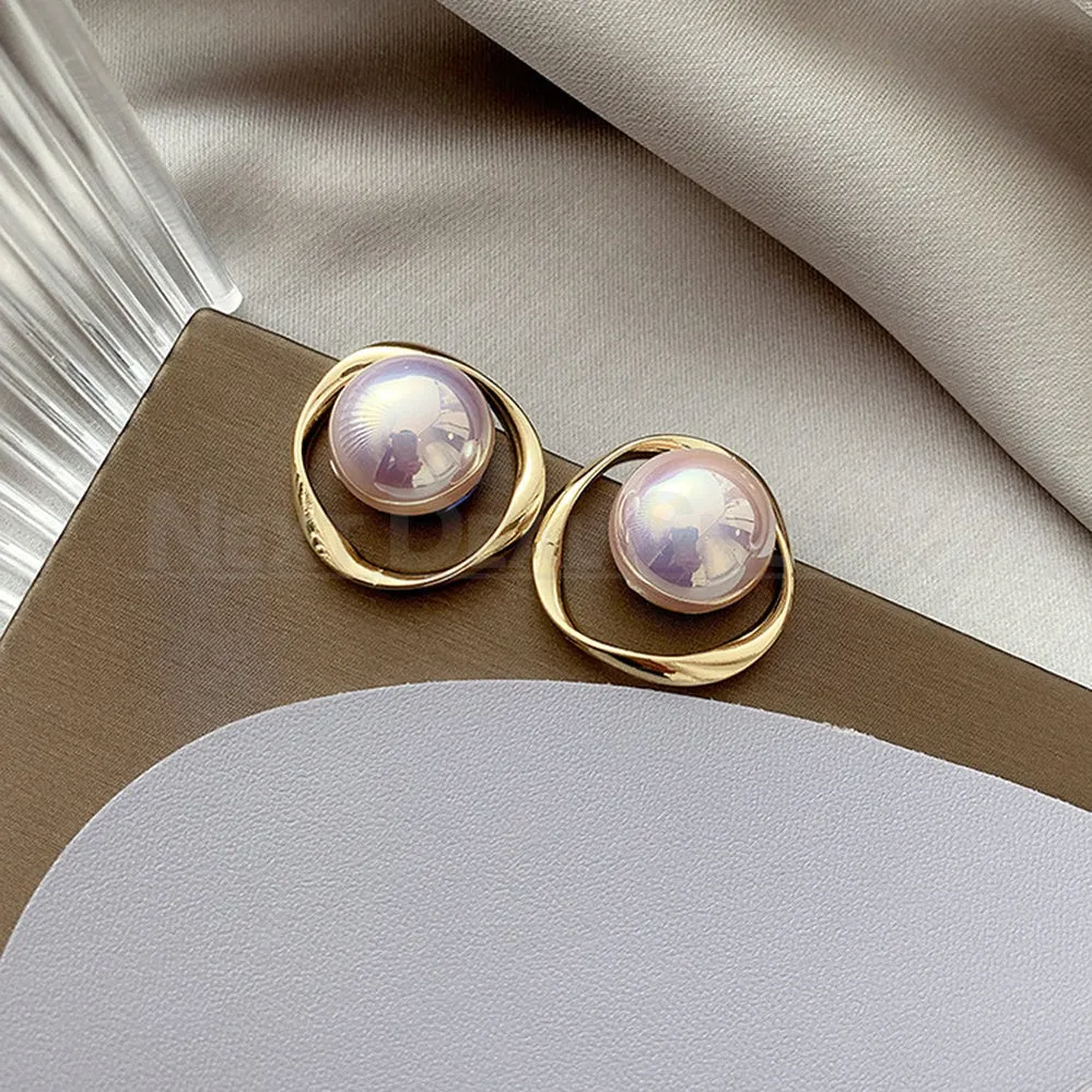 Elegant Big Pearl Hoop Earrings