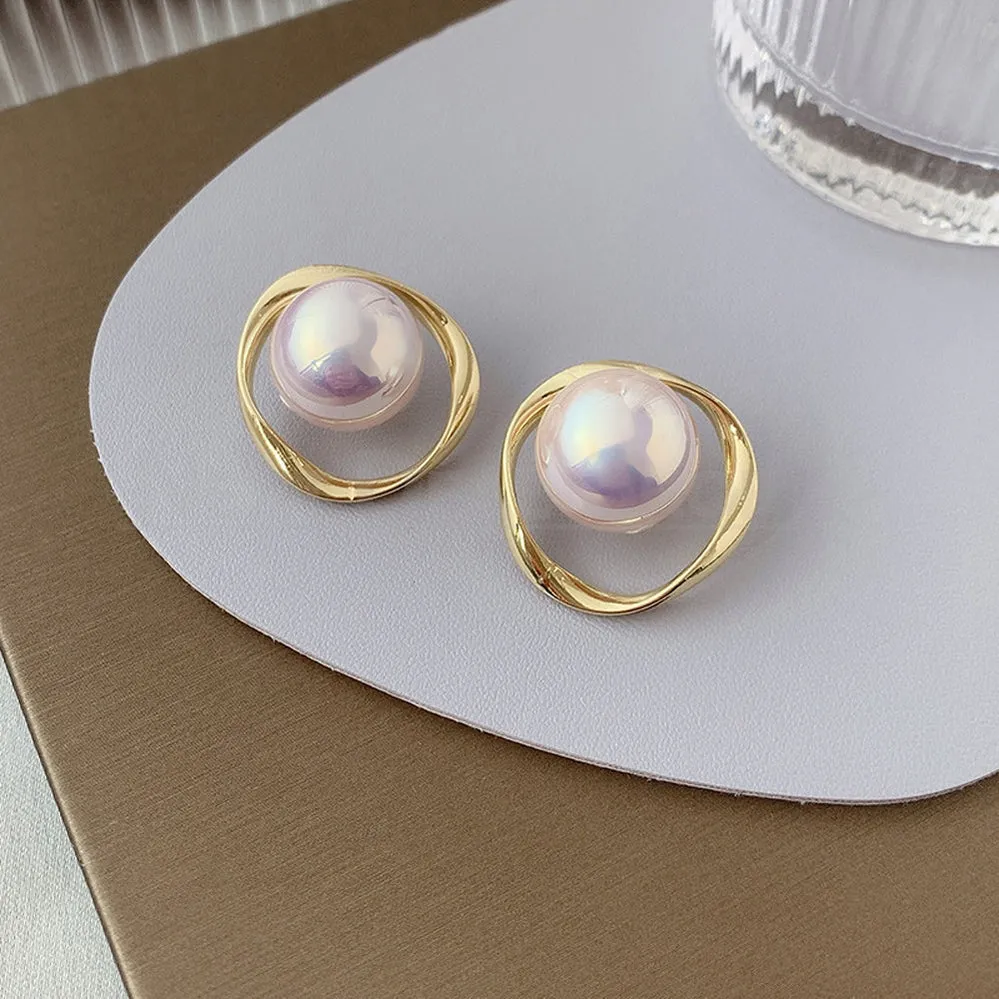 Elegant Big Pearl Hoop Earrings