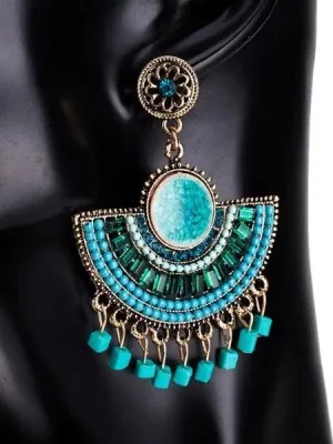 Elegant Bohemian Tassel Beads dangle Earrings Vintage Jewelry