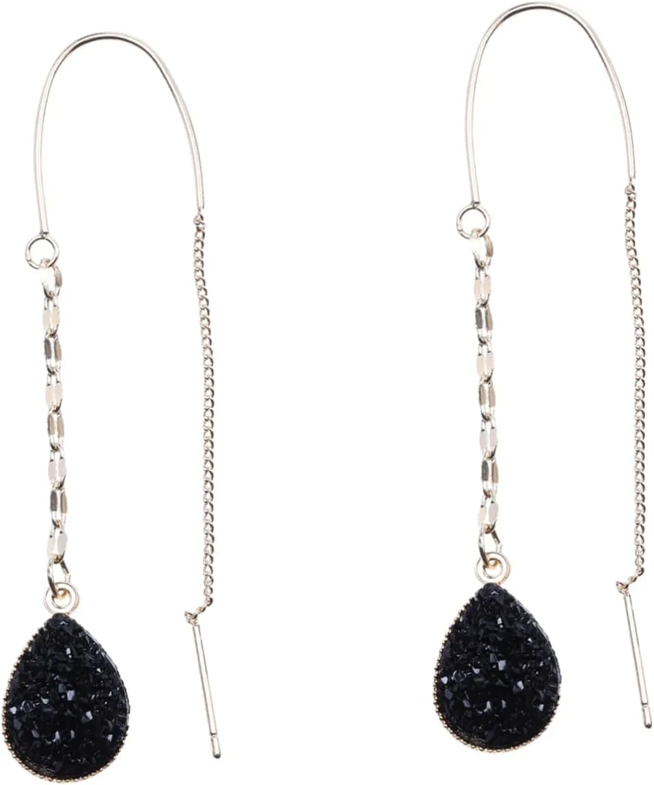 Elegant Water Drop Drop Earrings Tassel Alloy Glitter Ear Jewelry for Women