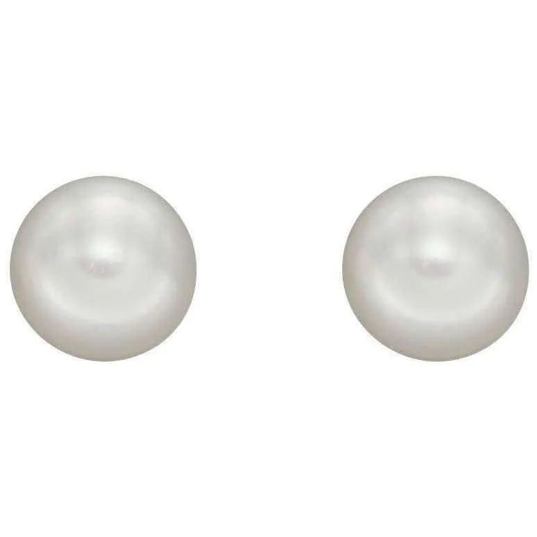 Elements Gold Pearl 7mm Stud Earrings - White