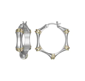 ELLE Two Tone "Bamboo" 25mm Hoop Earrings (SI5020)