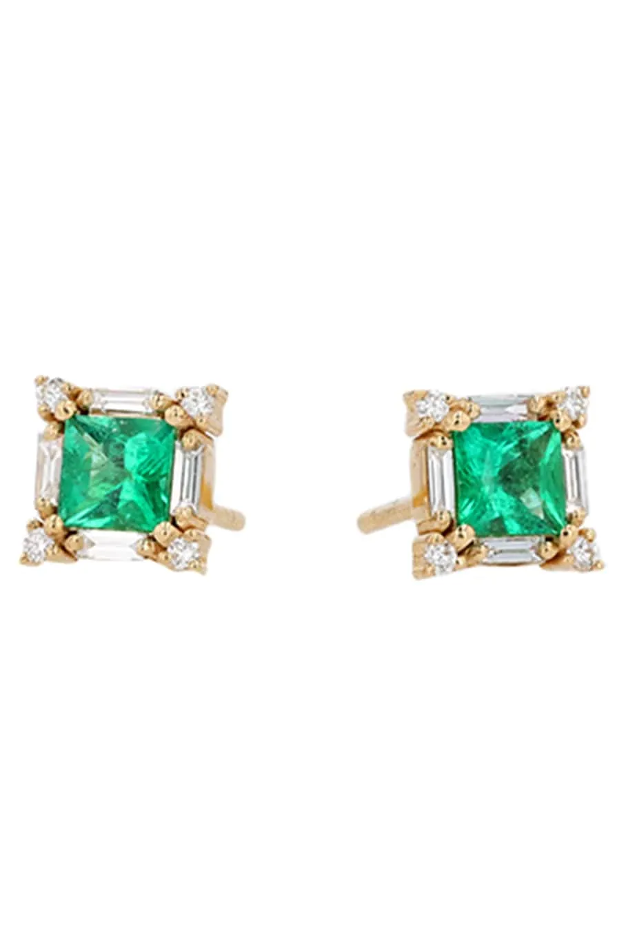 Emerald Princess Cut Earrings