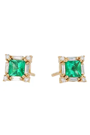 Emerald Princess Cut Earrings