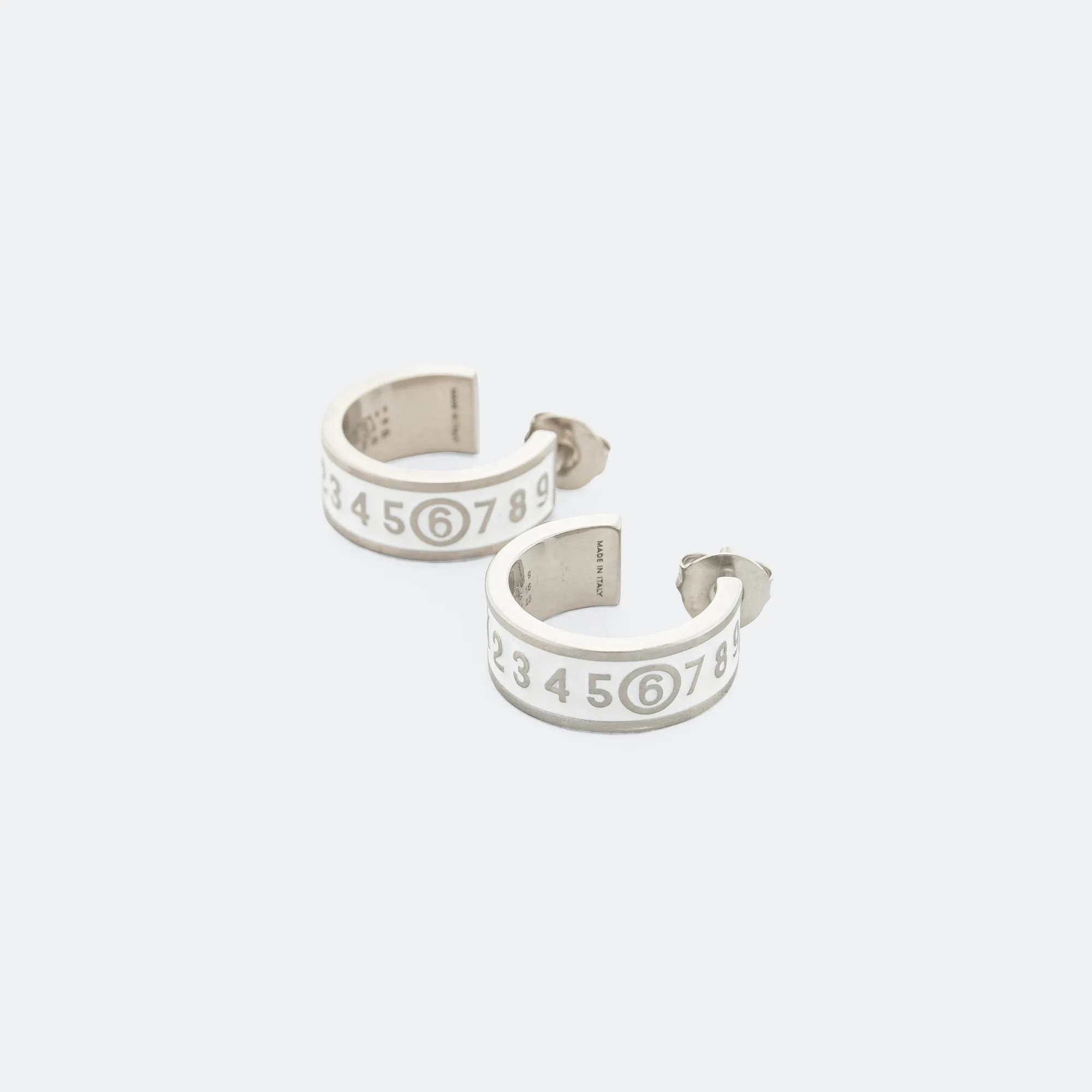 Enamel Logo Earrings - White/Silver Toned Brass